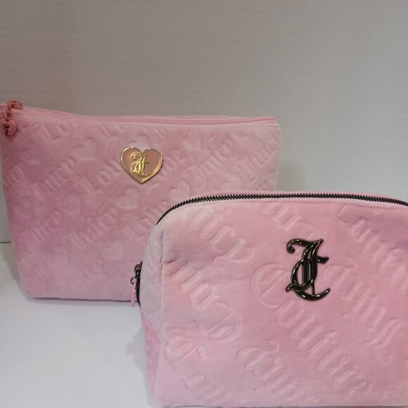Juicy Couture Handbags - Juicy Couture - Set ot 2 Light Pink Velour Makeup Bags